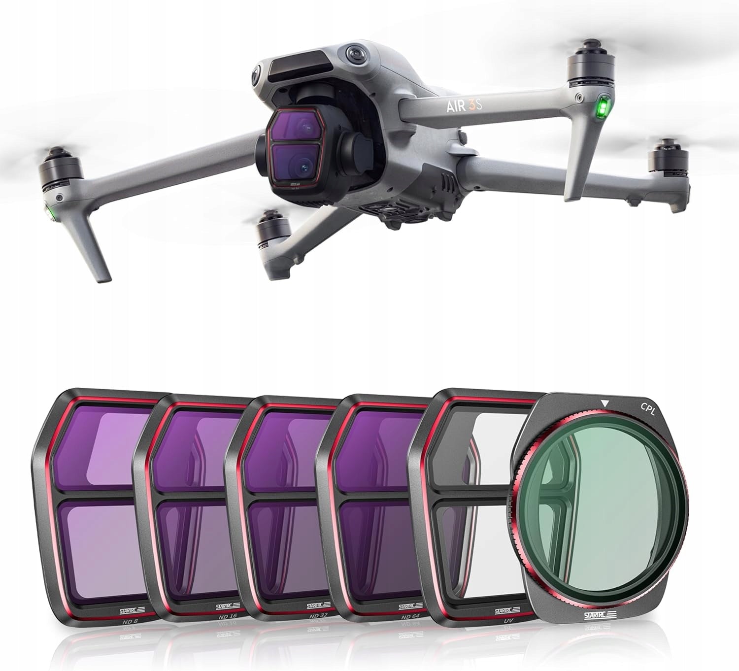 6PCS LENS FILTER SET FOR DJI AIR 3S(UV / CPL / ND8 / ND16 / ND64 / ND256)