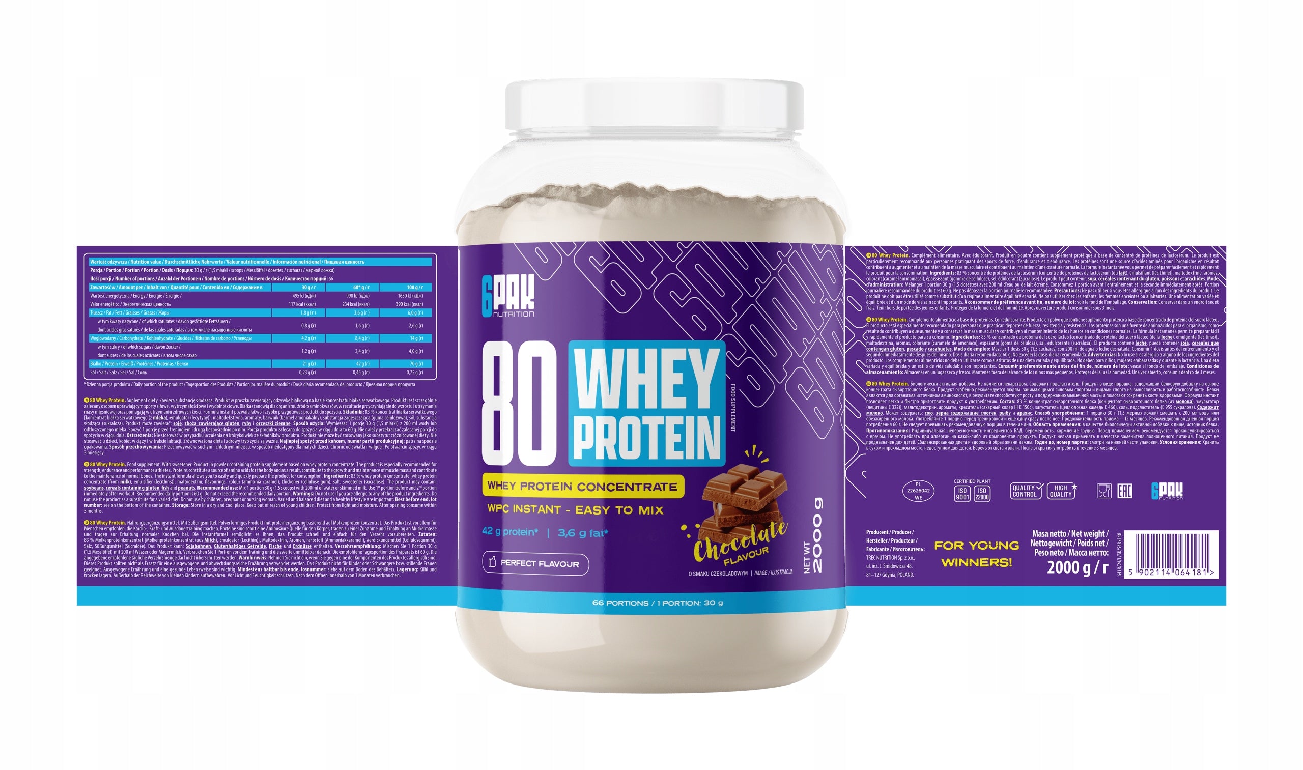 6Pak 80 Whey Protein 2000g - vanilla Packaging status original