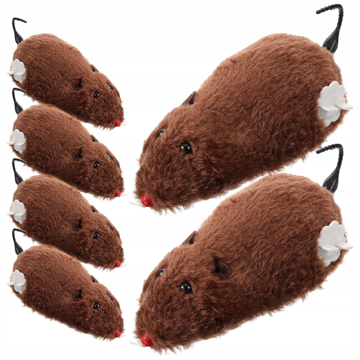 6Pcs Durable Multi-Color Wind-Up Plush Cat Mouse Toy Manufacturer code 6958928