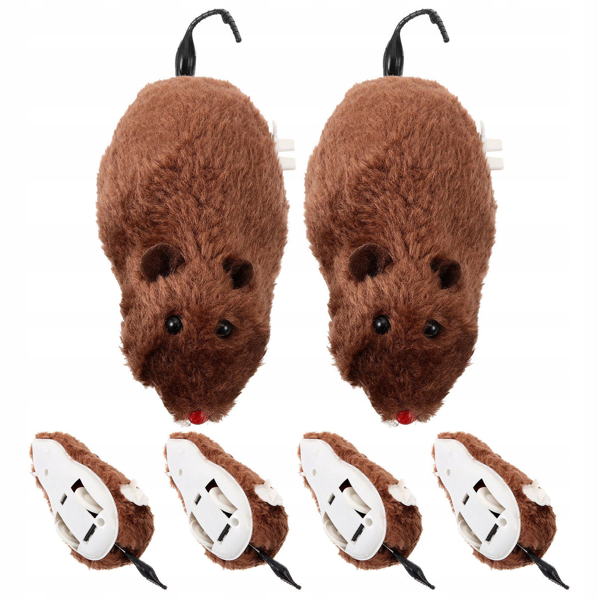 6Pcs Durable Multi-Color Wind-Up Plush Cat Mouse Toy