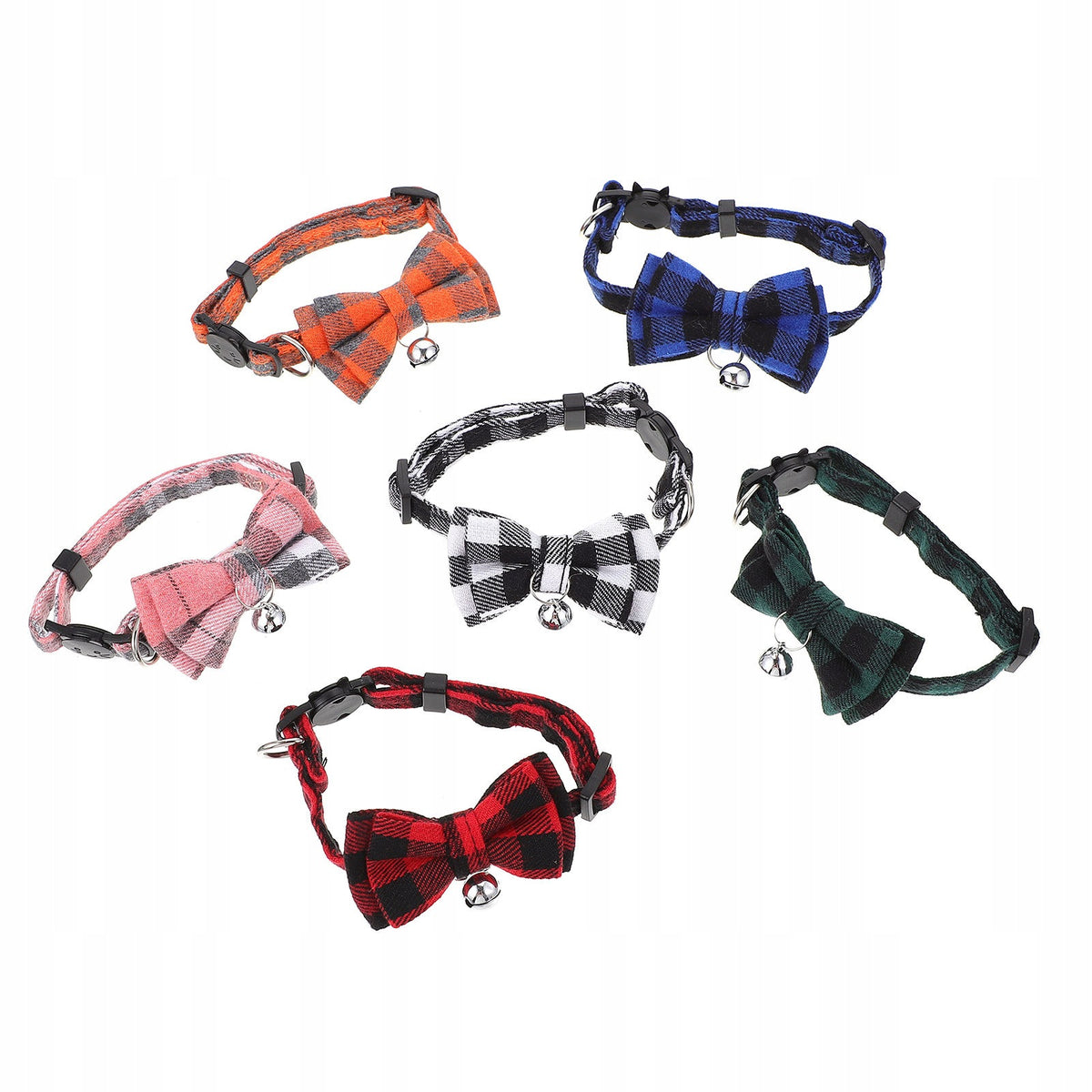 6Pcs Soft Polyester Cat Bow Tie Collars with Bells for Pets