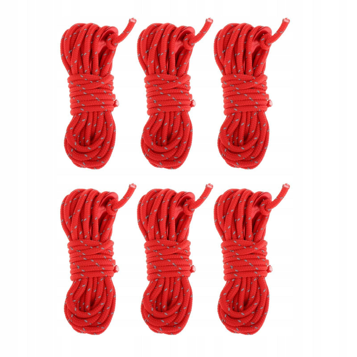 6Pcs Tent Guy Line Ropes Reflective Cord Tent Nylon Rope Paracord with Red Packaging status original