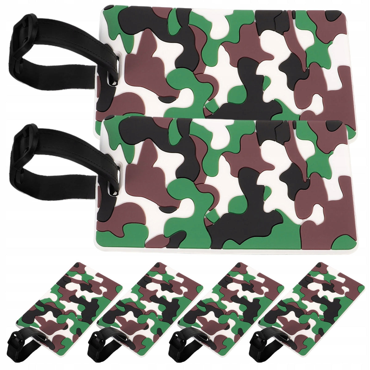 6SZT MODNE CAMO ZAWIESZKI DO BAGAŻU PVC NA WALIZKI