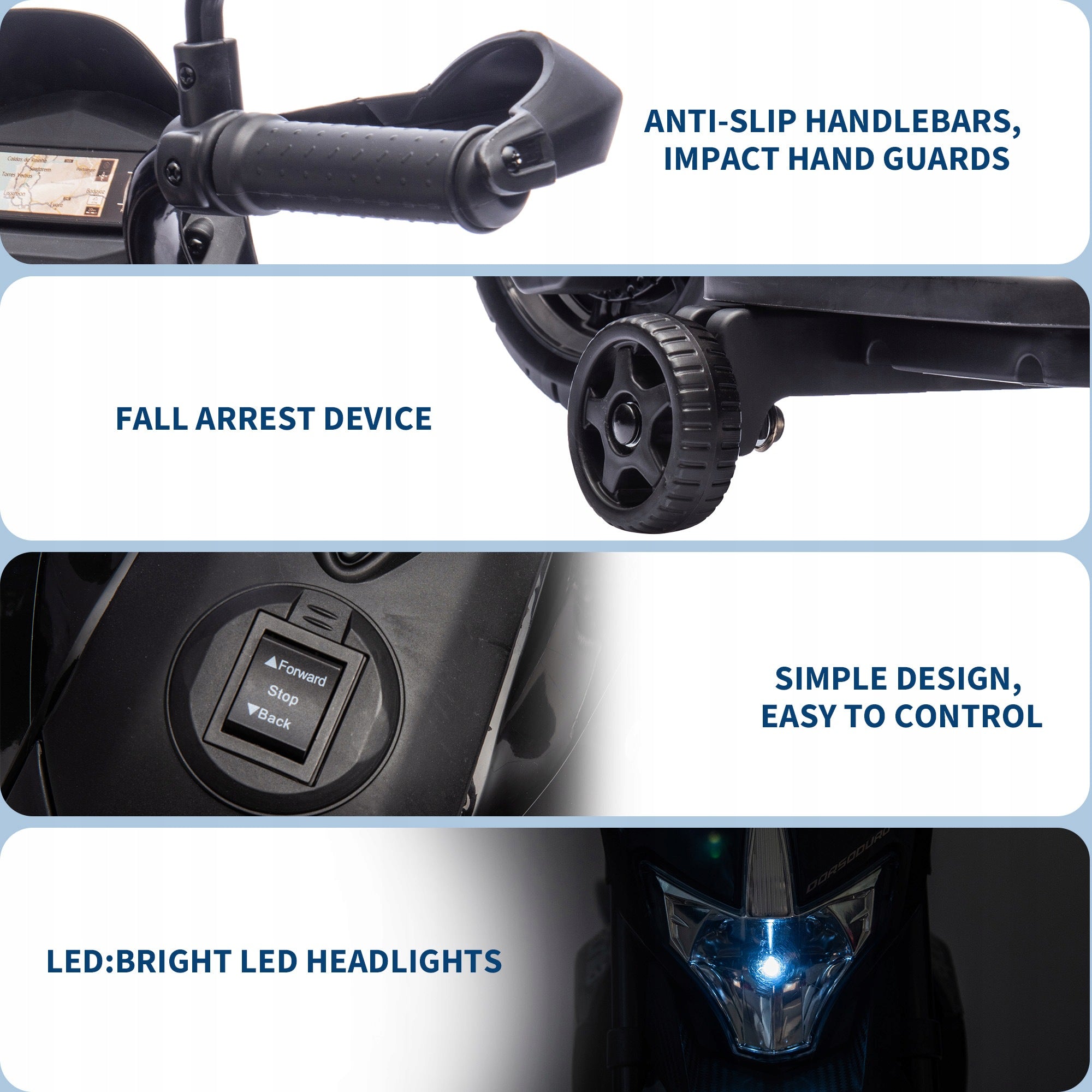 6V Electric Motorcycle for Kids, LED, Music, 3+, Black Packaging status original