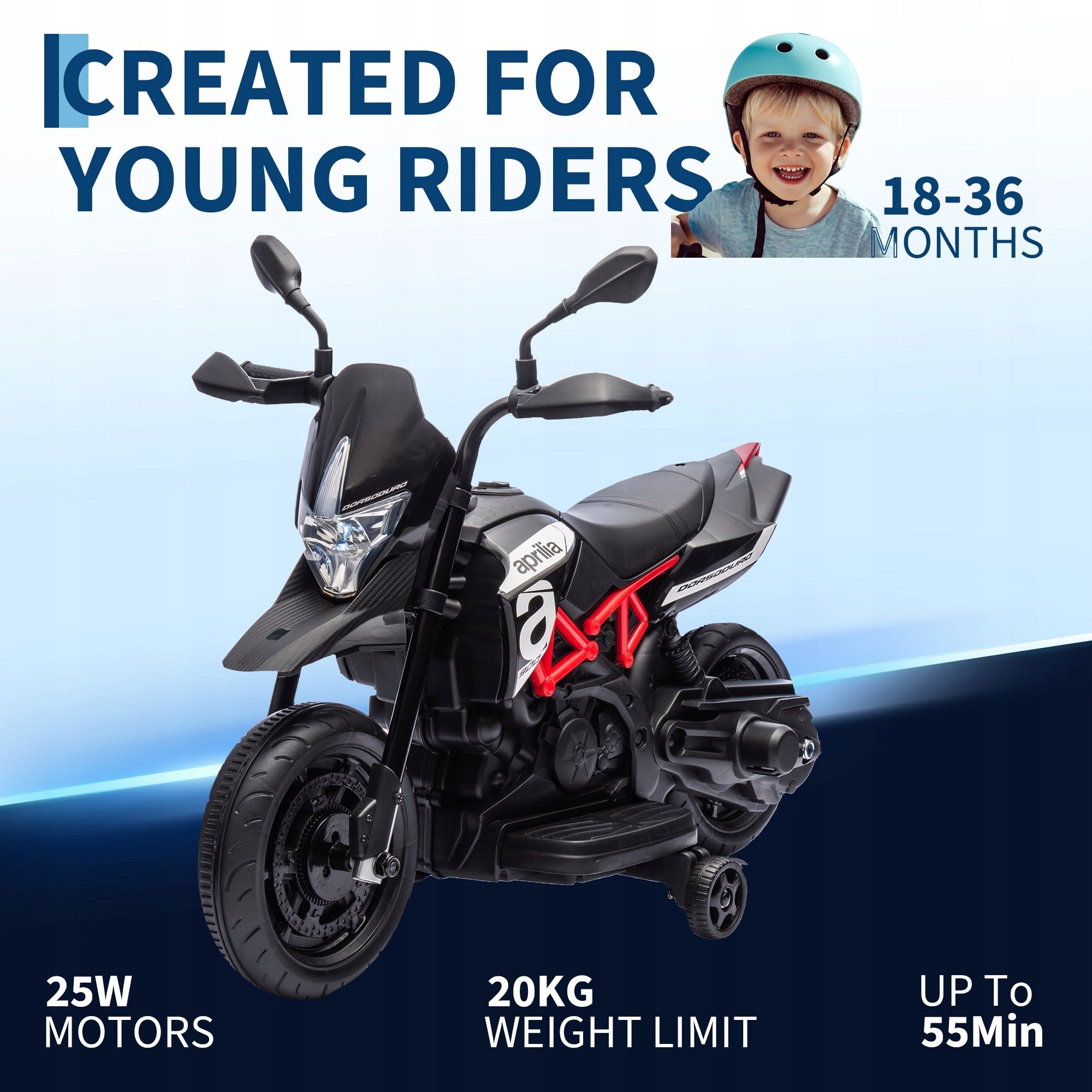 6V Electric Motorcycle for Kids, LED, Music, 3+, Gray Packaging status original