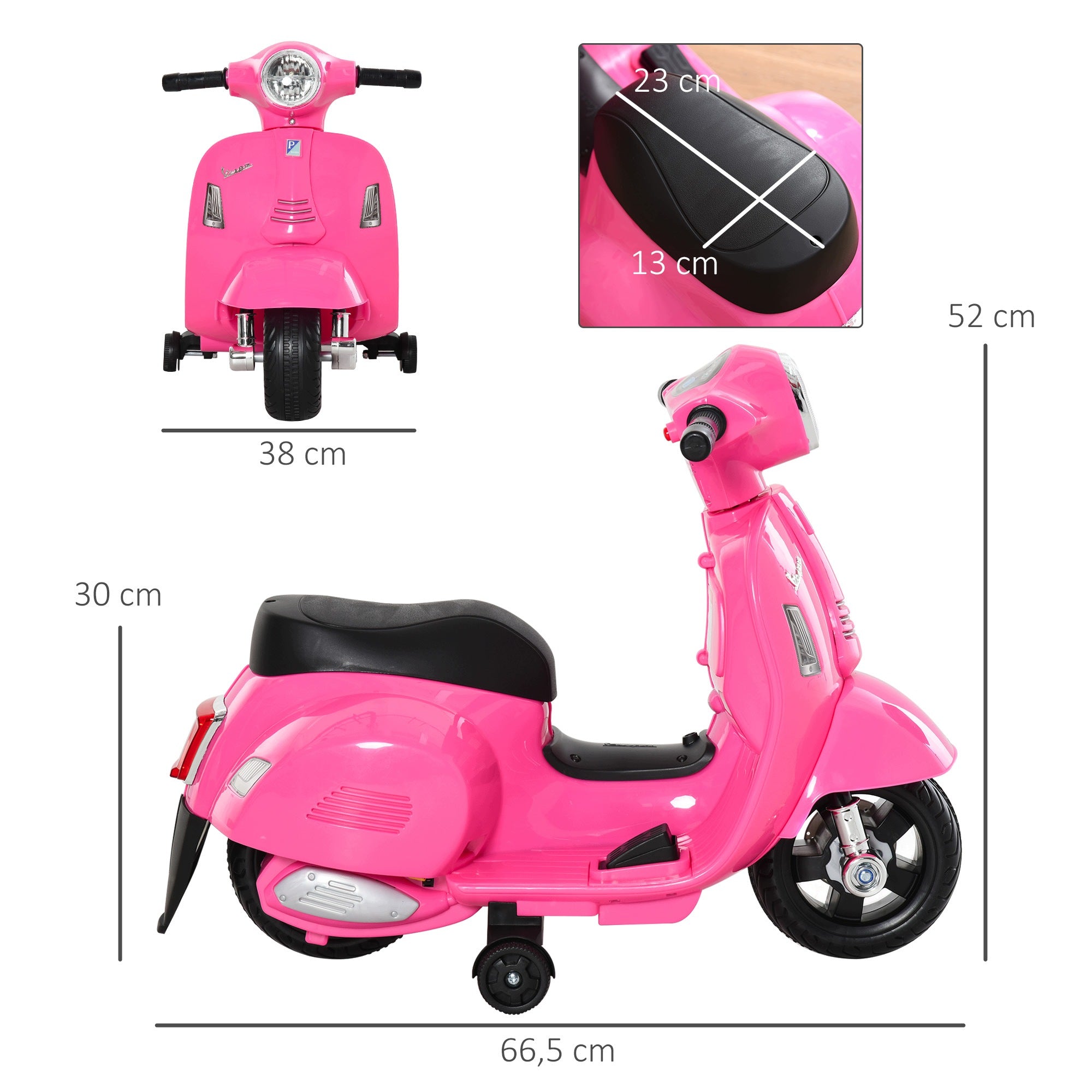 6V Electric Ride-On Motorcycle for Kids with Training Wheels and Headlight, Pink Brand Homcom