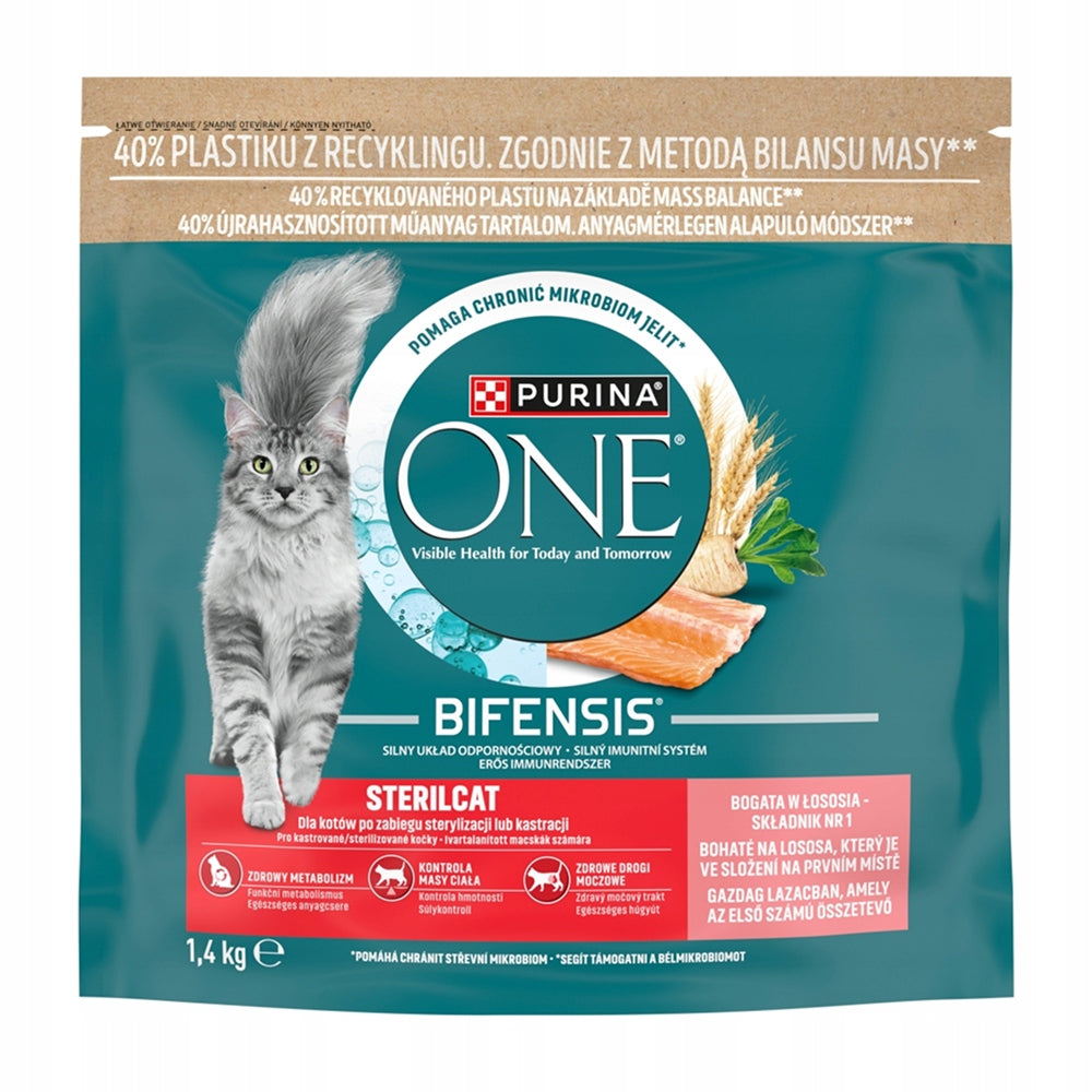 6X CAT FOOD PURINA ONE STERILCAT - RICH IN SALMON AND WHEAT 1,4KG Manufacturer code 8445291795228