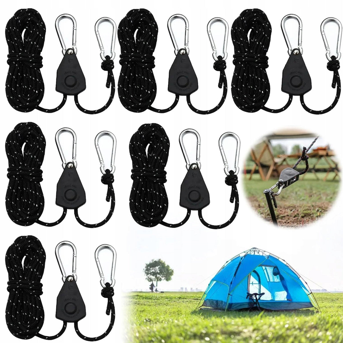 6X ROPE WITH TENSIONING BLOCK TENT RATTLE CAMPING 4 M Manufacturer code 4058739514240
