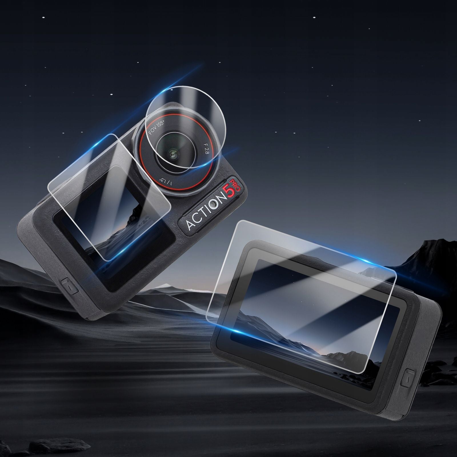6X Tempered Glass Protective Lens and Screen Film for DJI OSMO ACTION 5 PRO Model DJI OSMO ACTION 5 PRO