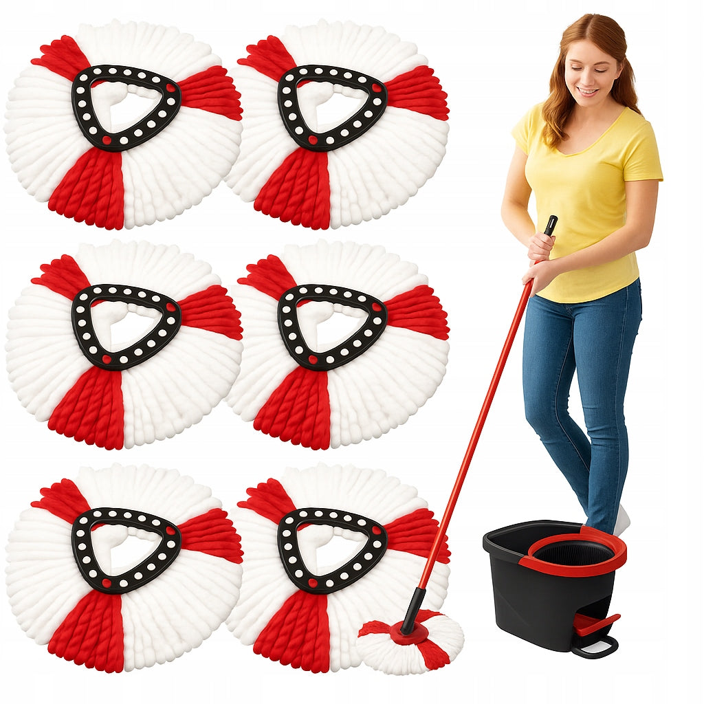 6X VILEDA TURBO ROTARY MOP CARTRIDGE MEGA ABSORBENT MICROFIBER REPLACEMENT