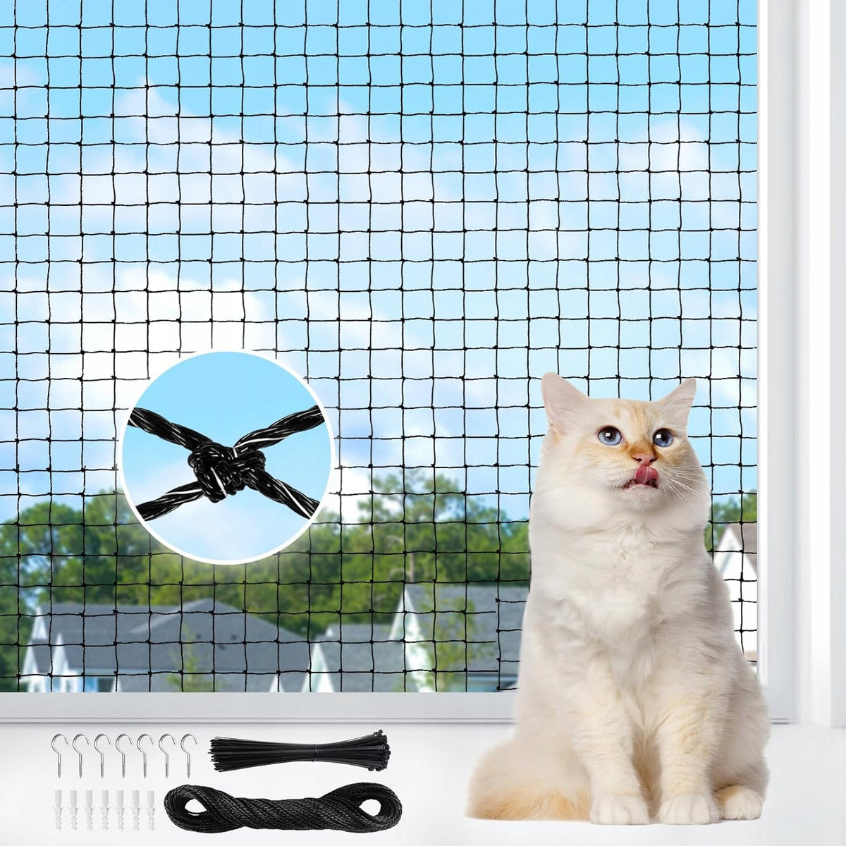 6X3 CAT BALCONY NET SET WITHOUT DRILLING SAFE CATS Brand Linarem SiatkiSieci