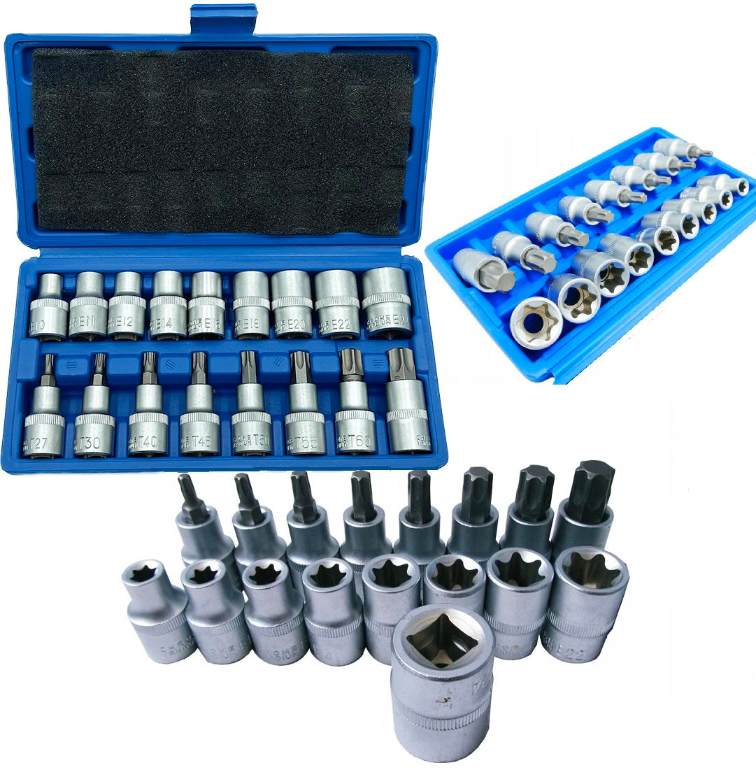 Galvučių ir TORX antgalių rinkinys, 1/2", 17 vnt.