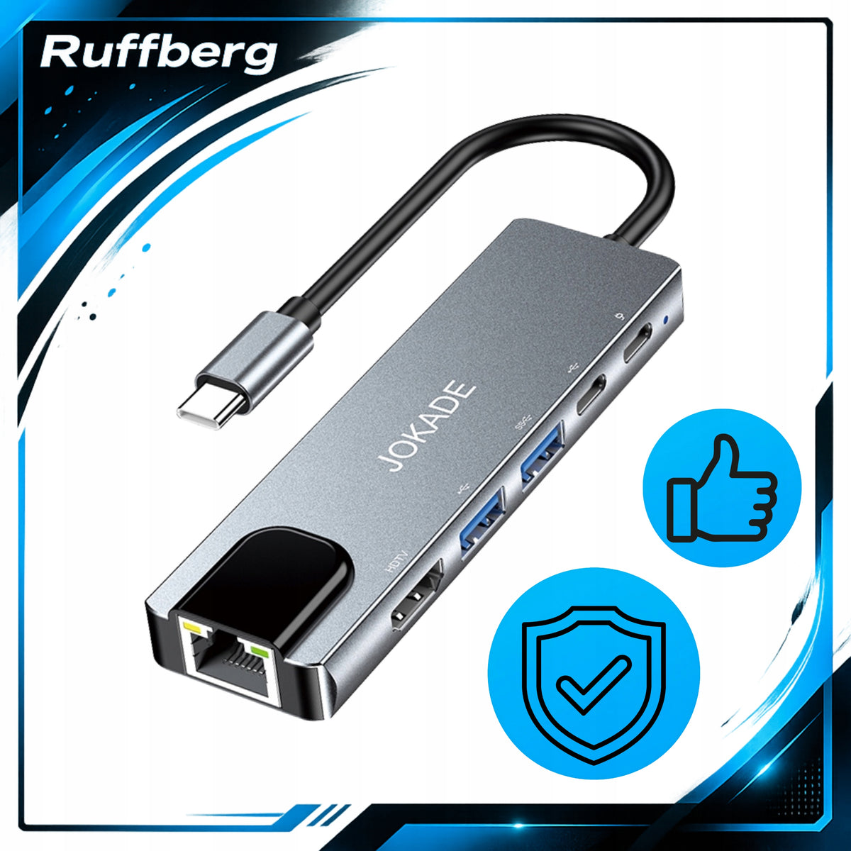 6in1 USB-C to HDMI Hub Adapter 4K PD 100W RJ45 100MB/s Ethernet USB 3.0 Pro Packaging status original