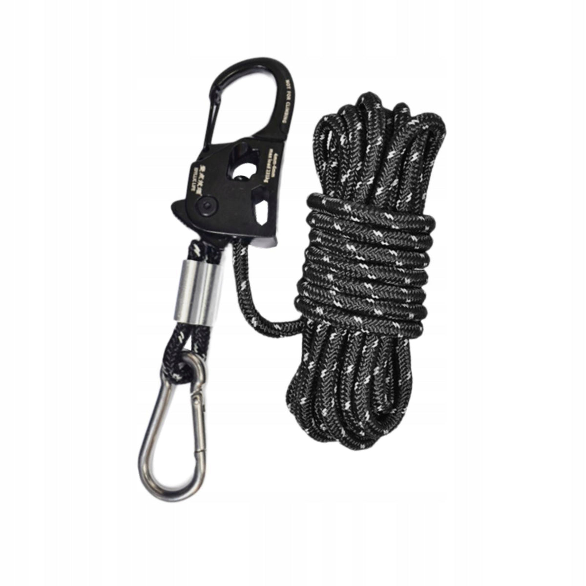 6mm Tent Guy Rope with Pulley Nylon Lanyard Portable with Self Black