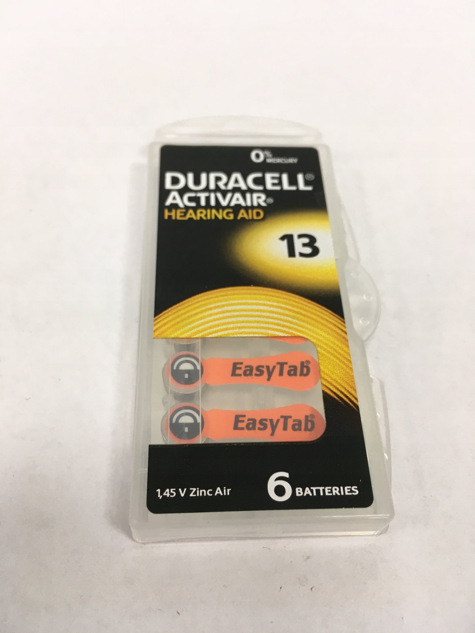 6pcs Batteries for hearing aid Duracell Activair 13 PR48 ZA13 DA13 1,45 Manufacturer code A13 / P13 / AC13 / 13A / V13 B26PA 7000ZD