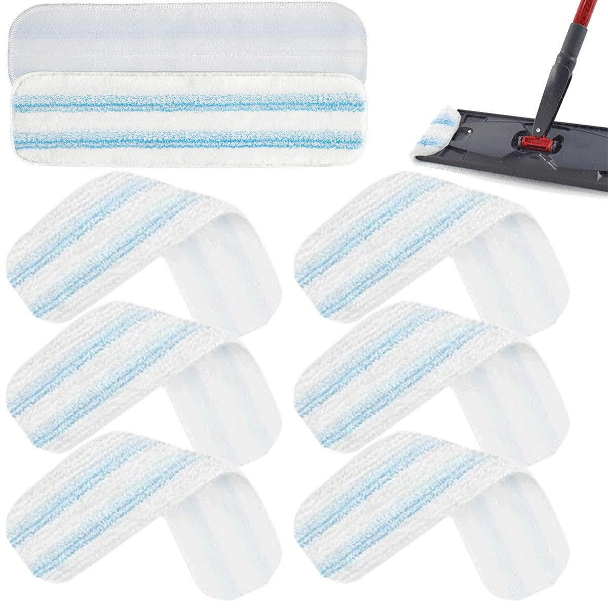 6pcs Reusable Microfiber Mop Cartridges for Tile and Wood