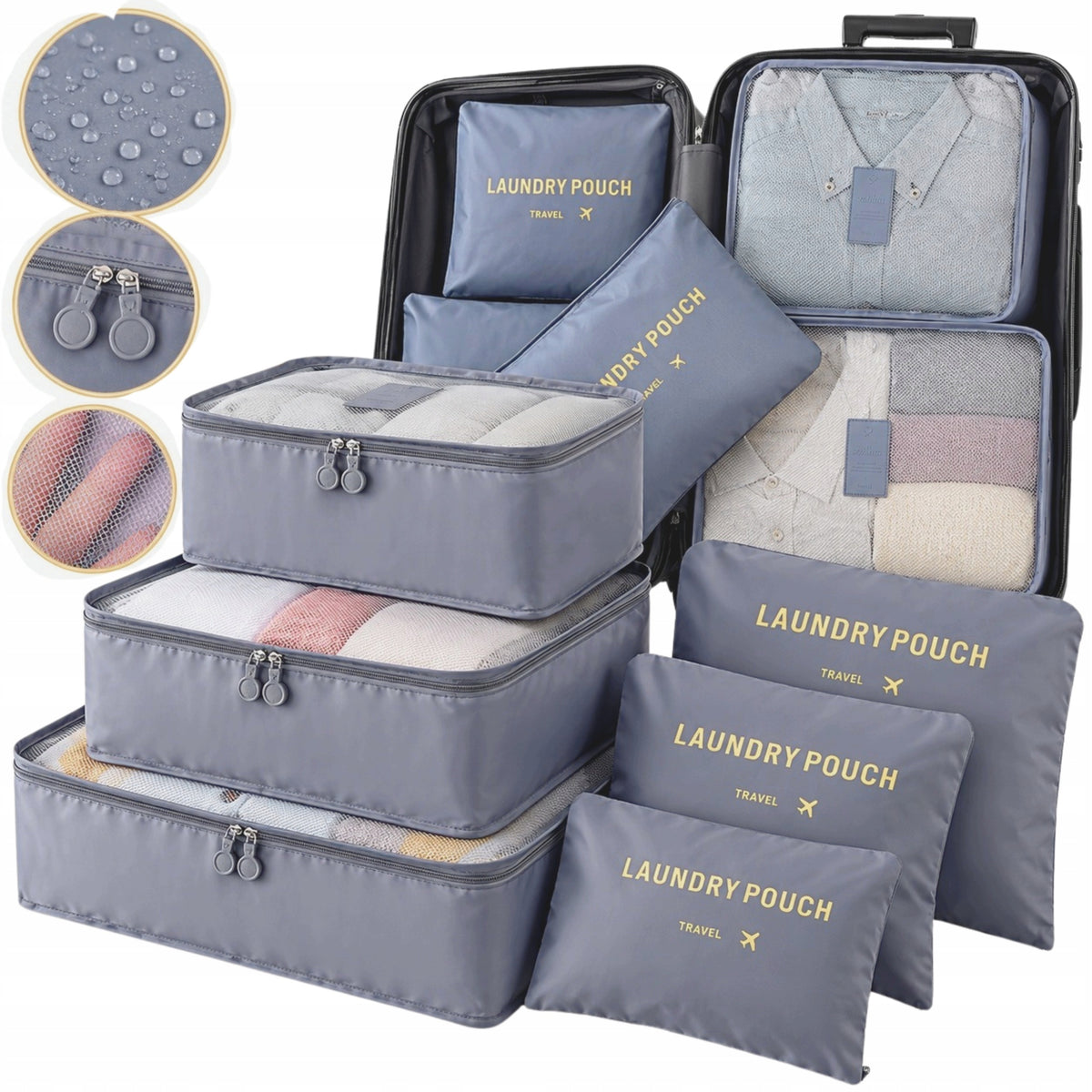 6pcs SET OF TRAVEL SUITCASE ORGANIZERS FOR CLOTHES UNDERWEAR SHOES