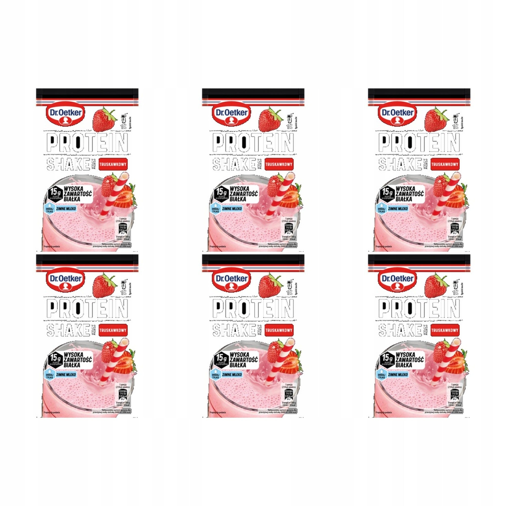 6x 18g DR. Oetker Protein Shake strawberry flavour