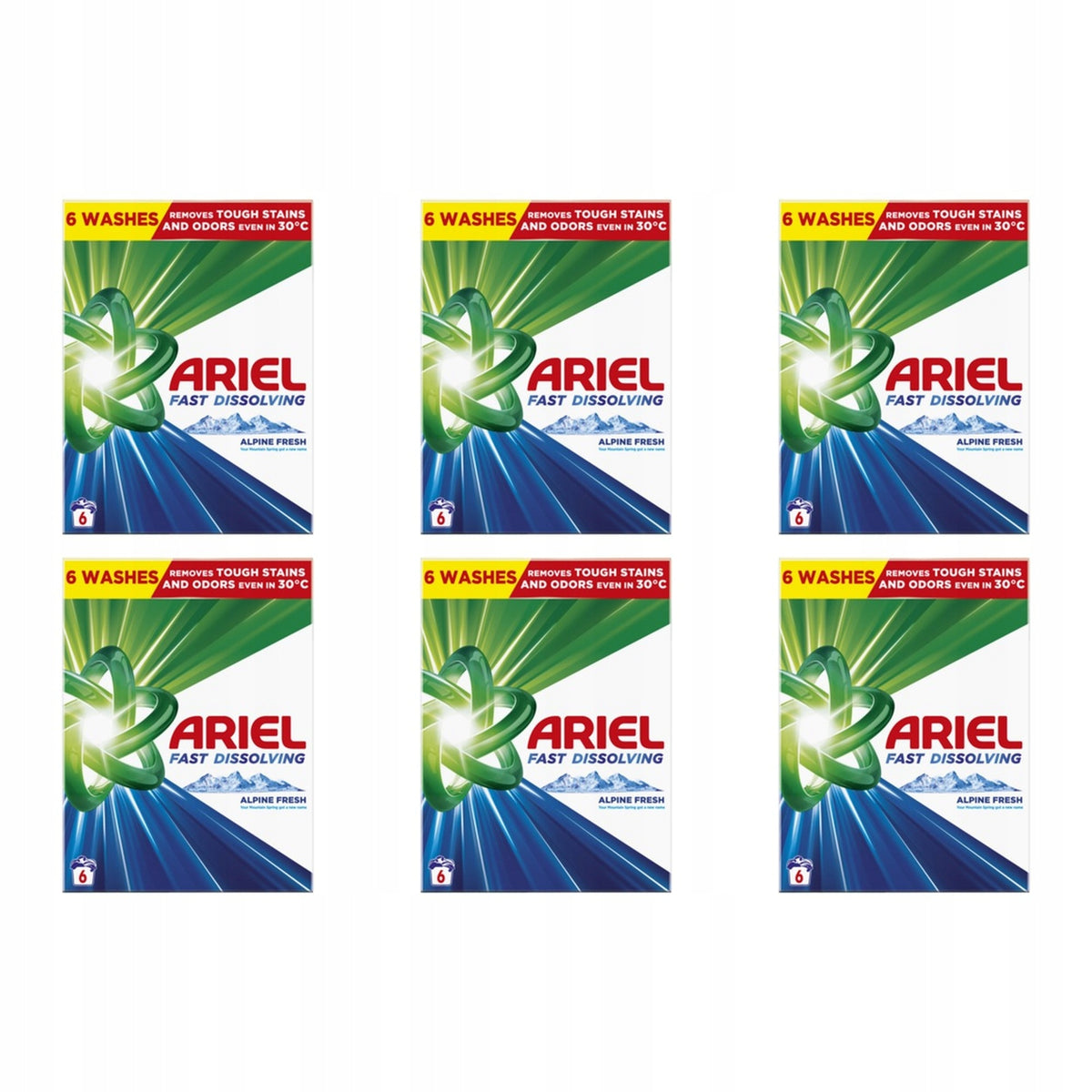 6x 330g Ariel Alpine Fresh Washing Powder , 6 Washes