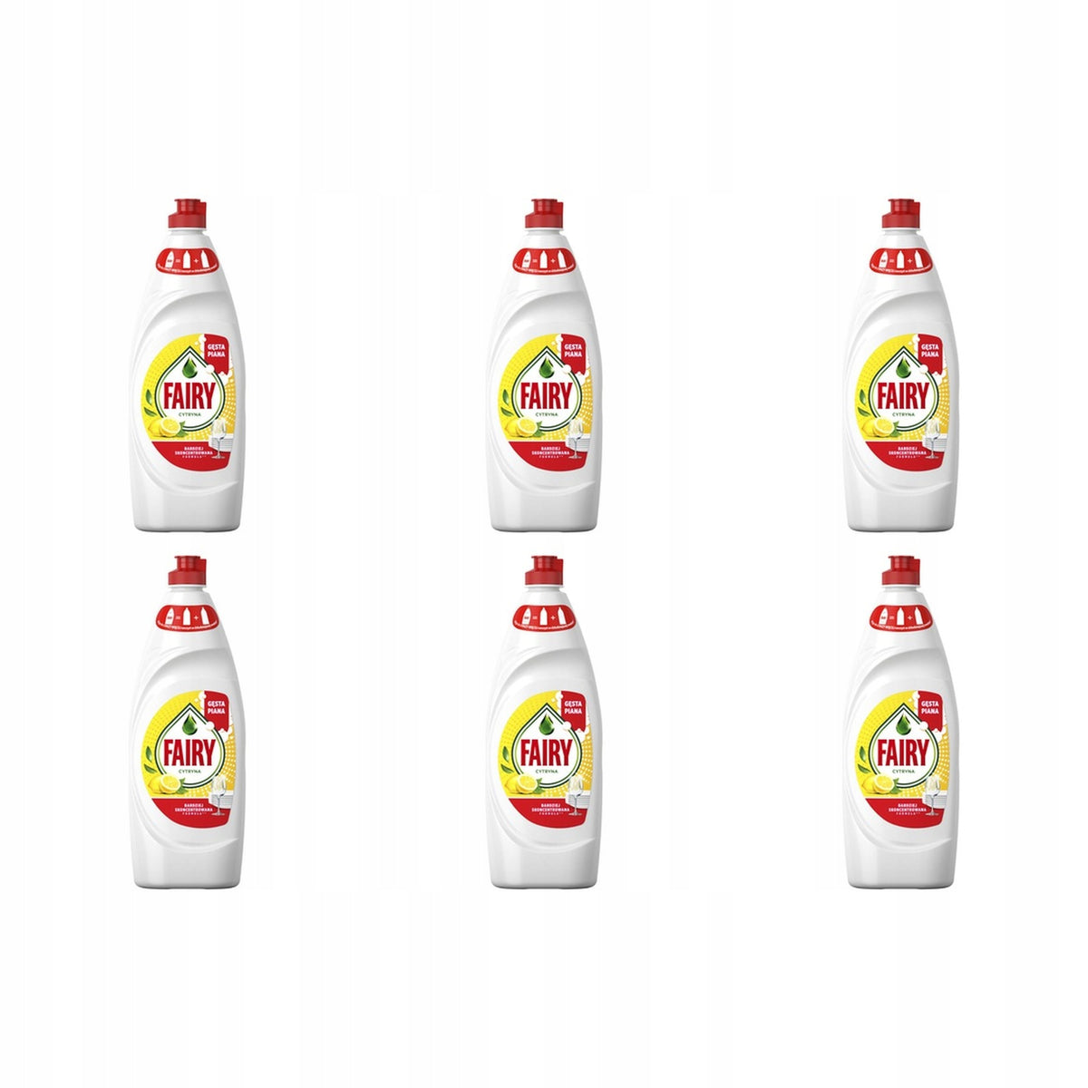 6x 654ml FAIRY Lemon Dishwashing Liquid