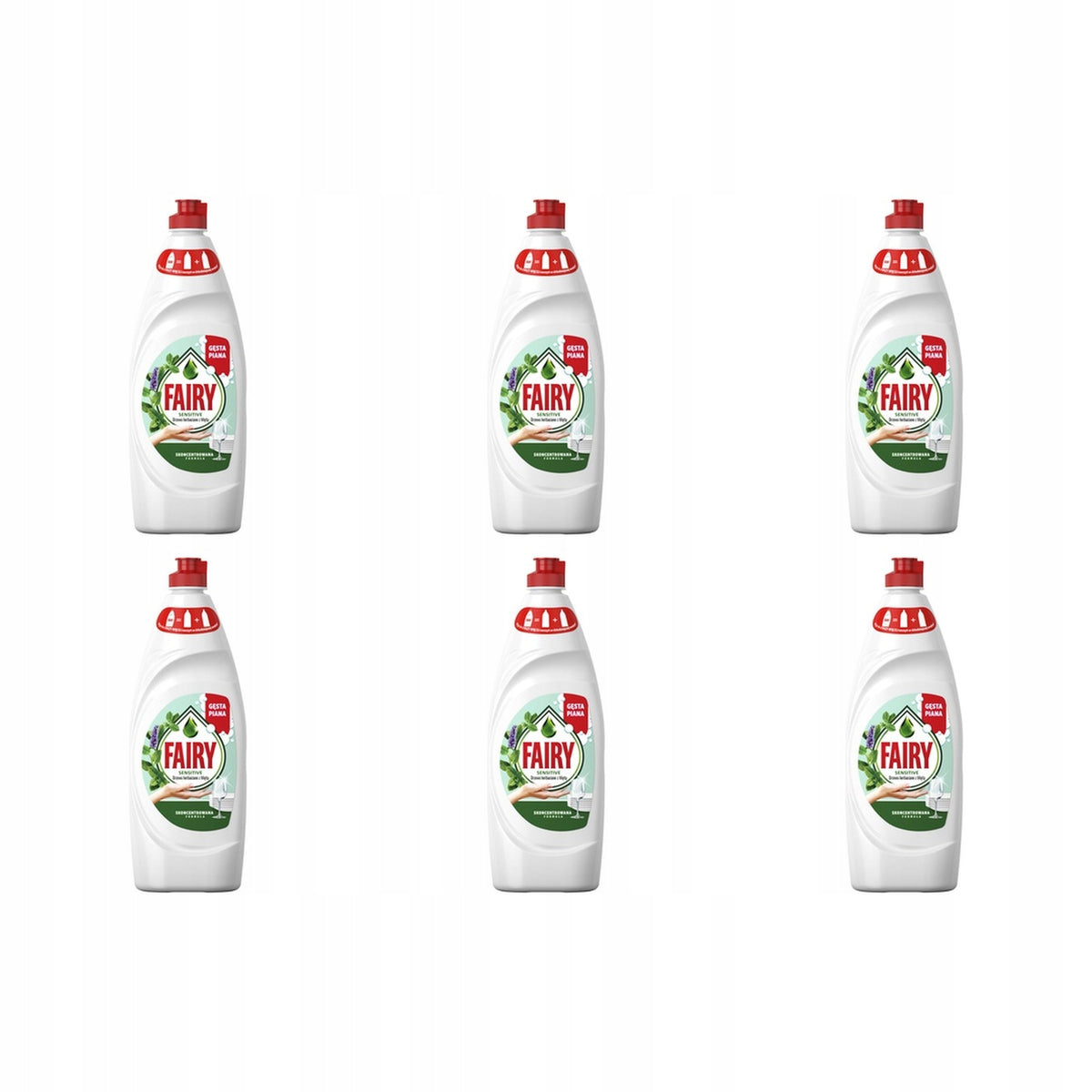 6x 654ml FAIRY Sensitive Skin Tea Tree & Mint Dishwashing Liquid,