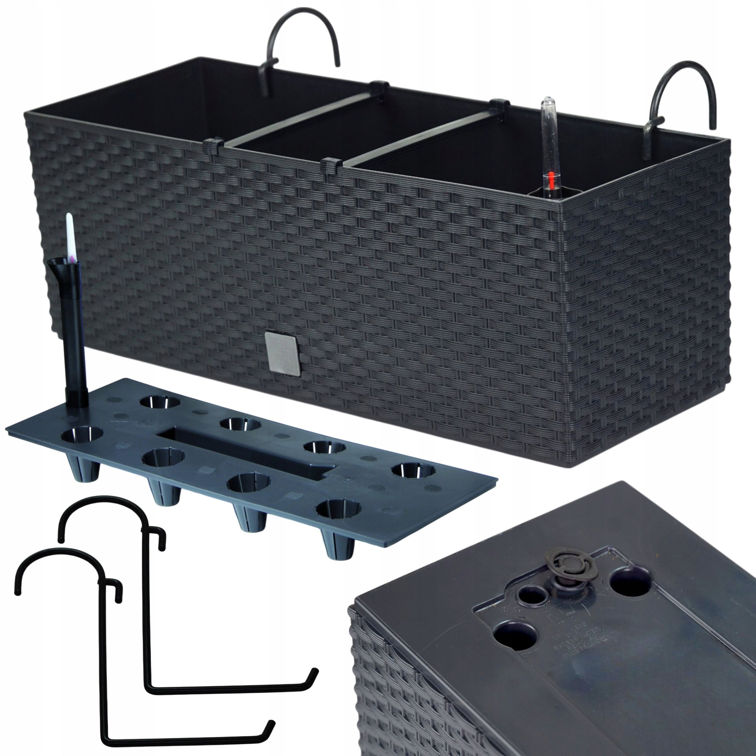 6x Balcony pot 51cm + handles / hooks, irrigator Balcony box Brand DIKEL
