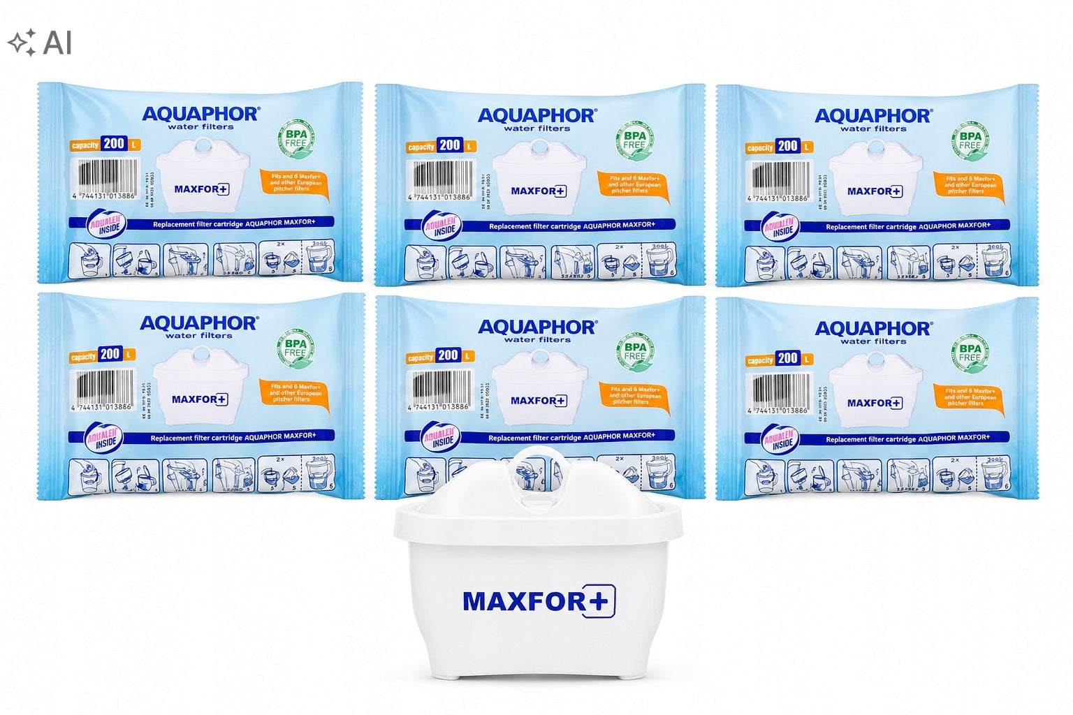6x CARTRIDGE FILTER AQUAPHOR MAXFOR FOR BRITA DAFI