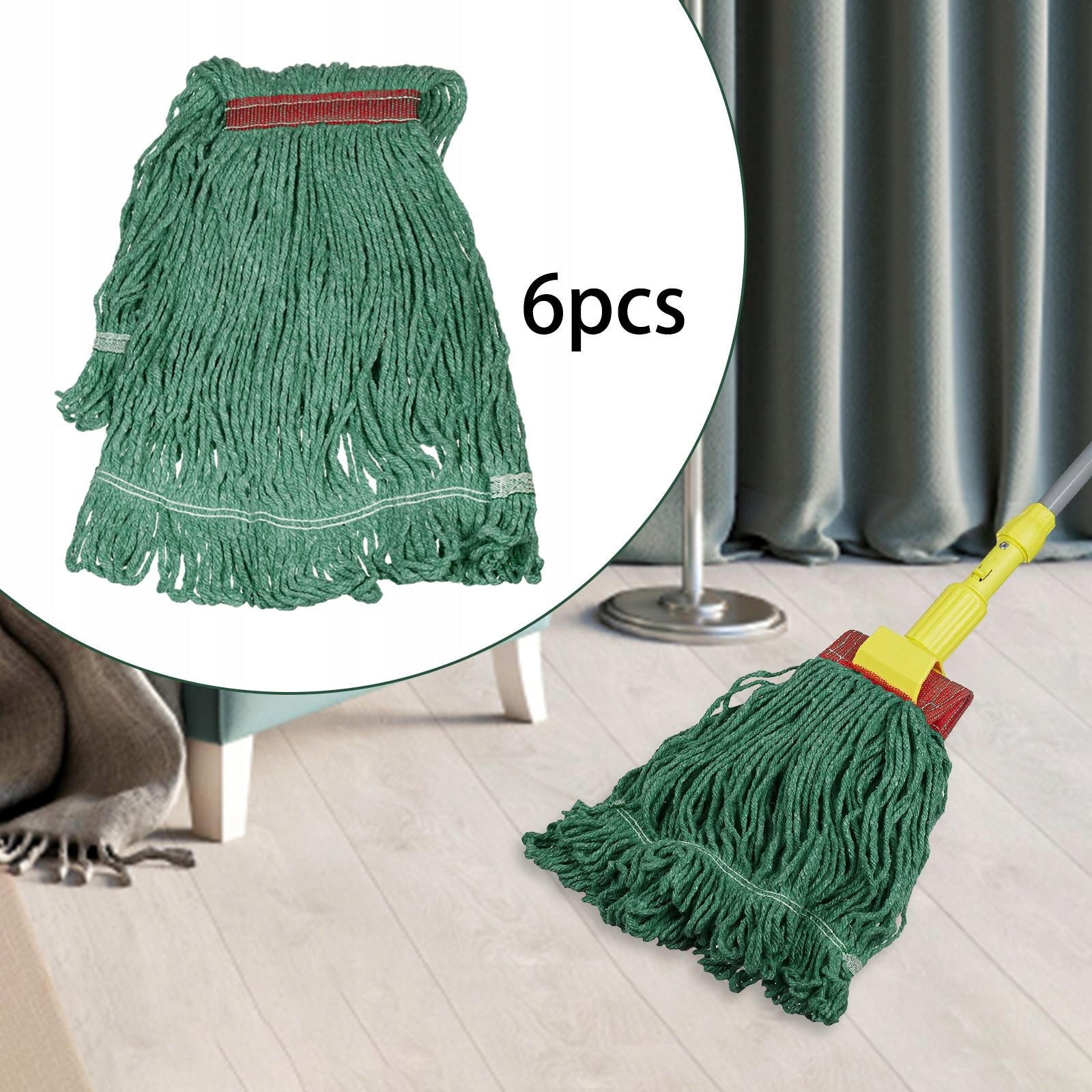 6x Commercial String Mop Head Heavy Duty Durable Reusable Loop End Mops