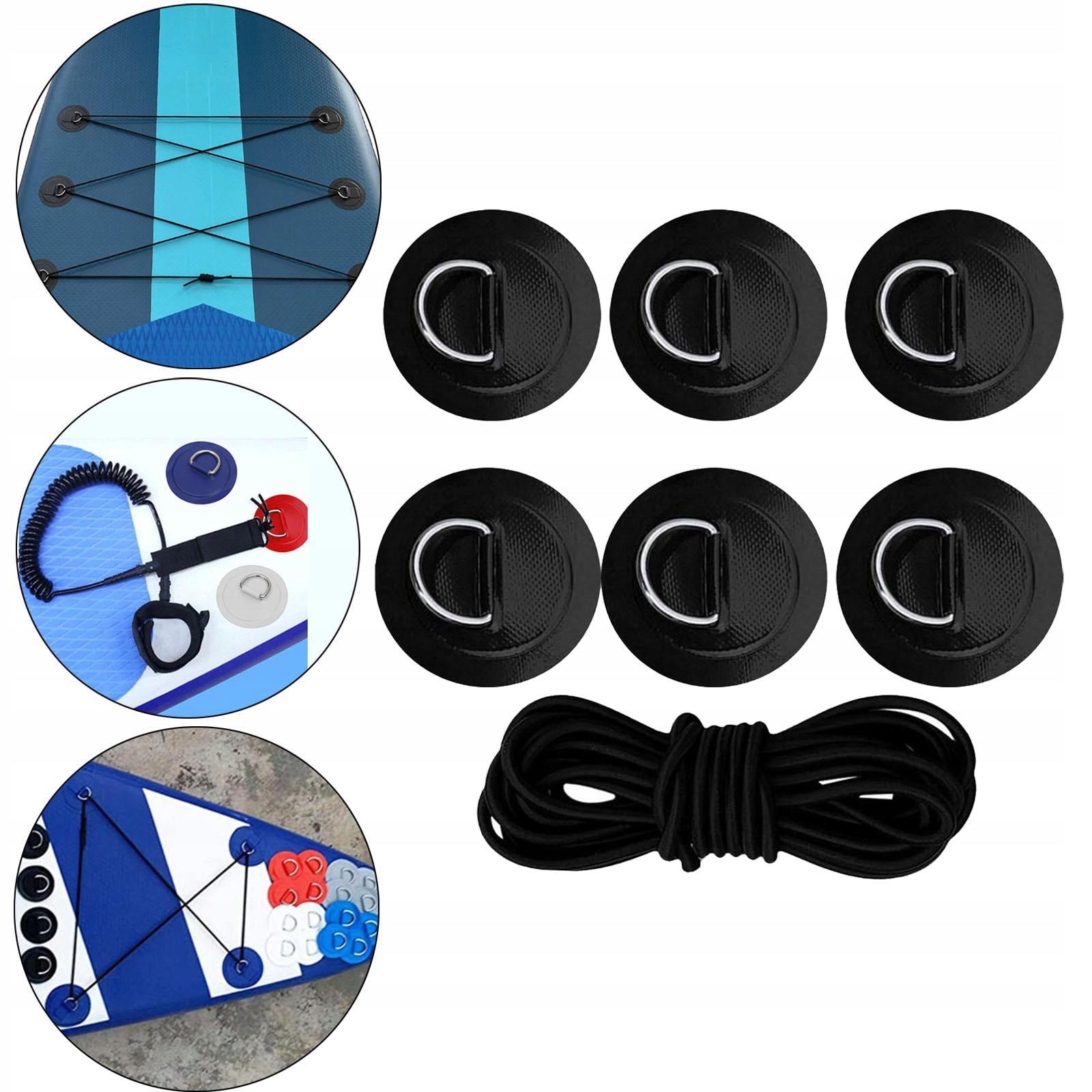 6x D Ring Patch Tie Down Elastic Bungee Rope Deck Attachment Kit D Black Number of seats not specified