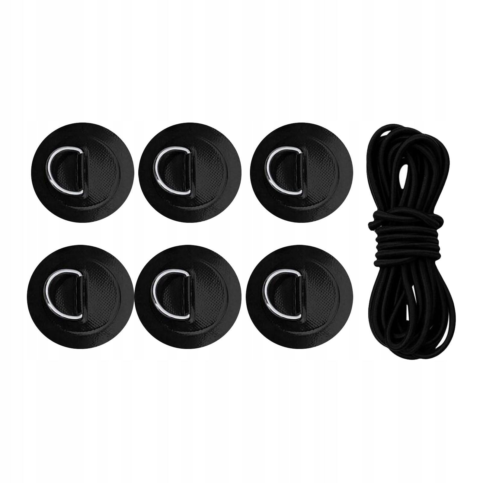 6x D Ring Patch Tie Down Elastic Bungee Rope Deck Attachment Kit D Black