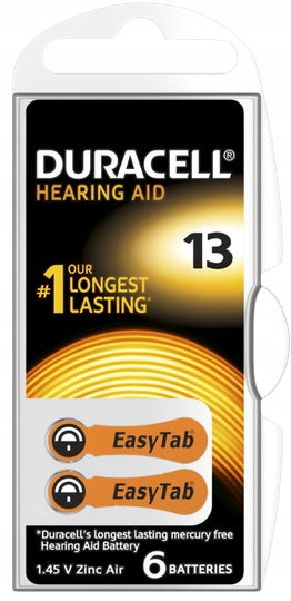 6x DURACELL BATTERIES FOR HEARING AIDS 13 PR Manufacturer code DA 13