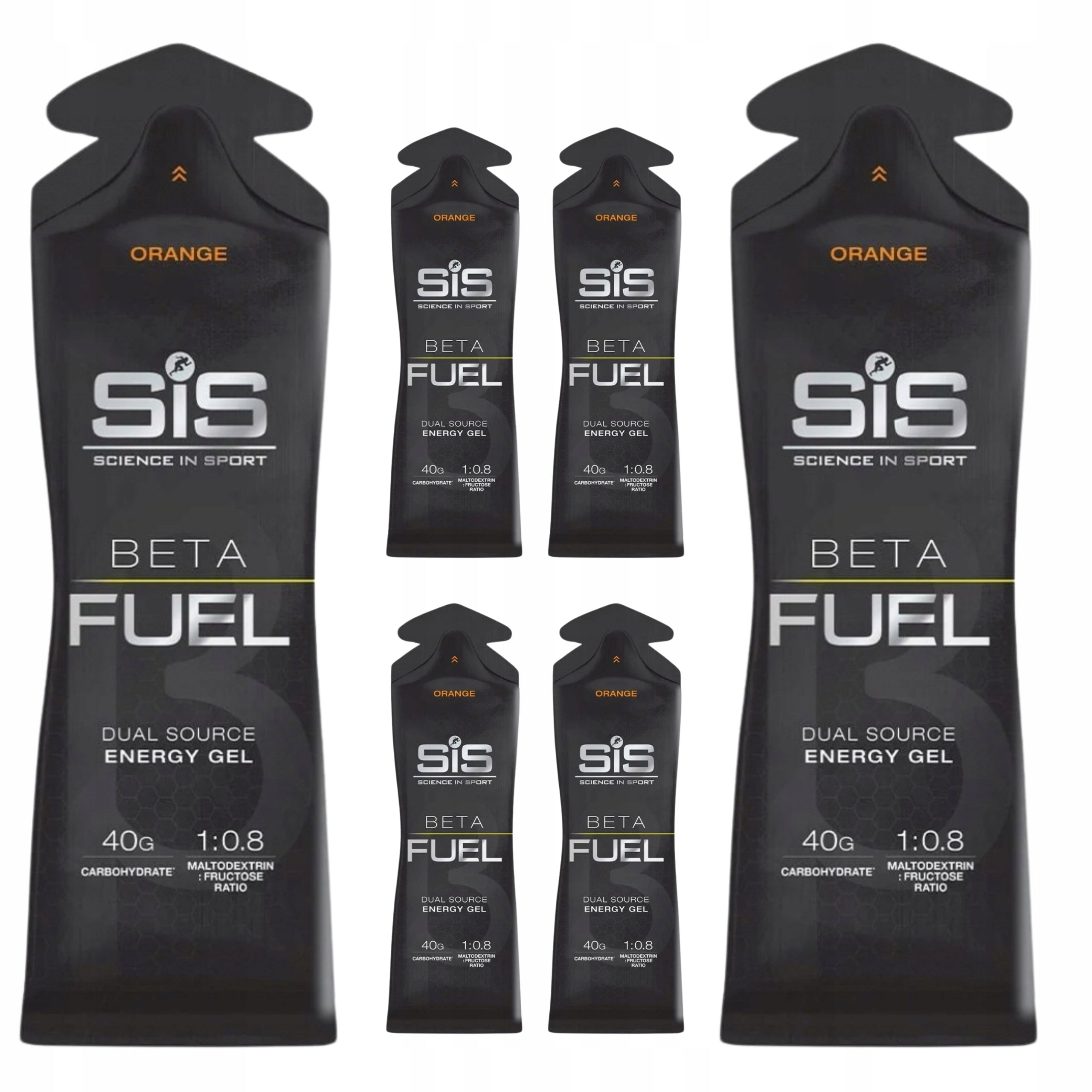 6x ENERGY GEL SIS BETA FUEL ORANGE 60ml CARBOHYDRATES