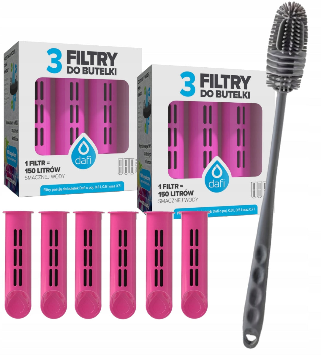 6x Filter for bottle Dafi Soft Solid pink + universal toothbrush