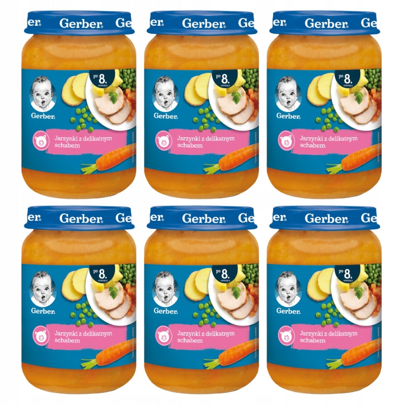6x Gerber Lunch for Children Vegetables with Delicate Pork Loin 8 m+ 190 g