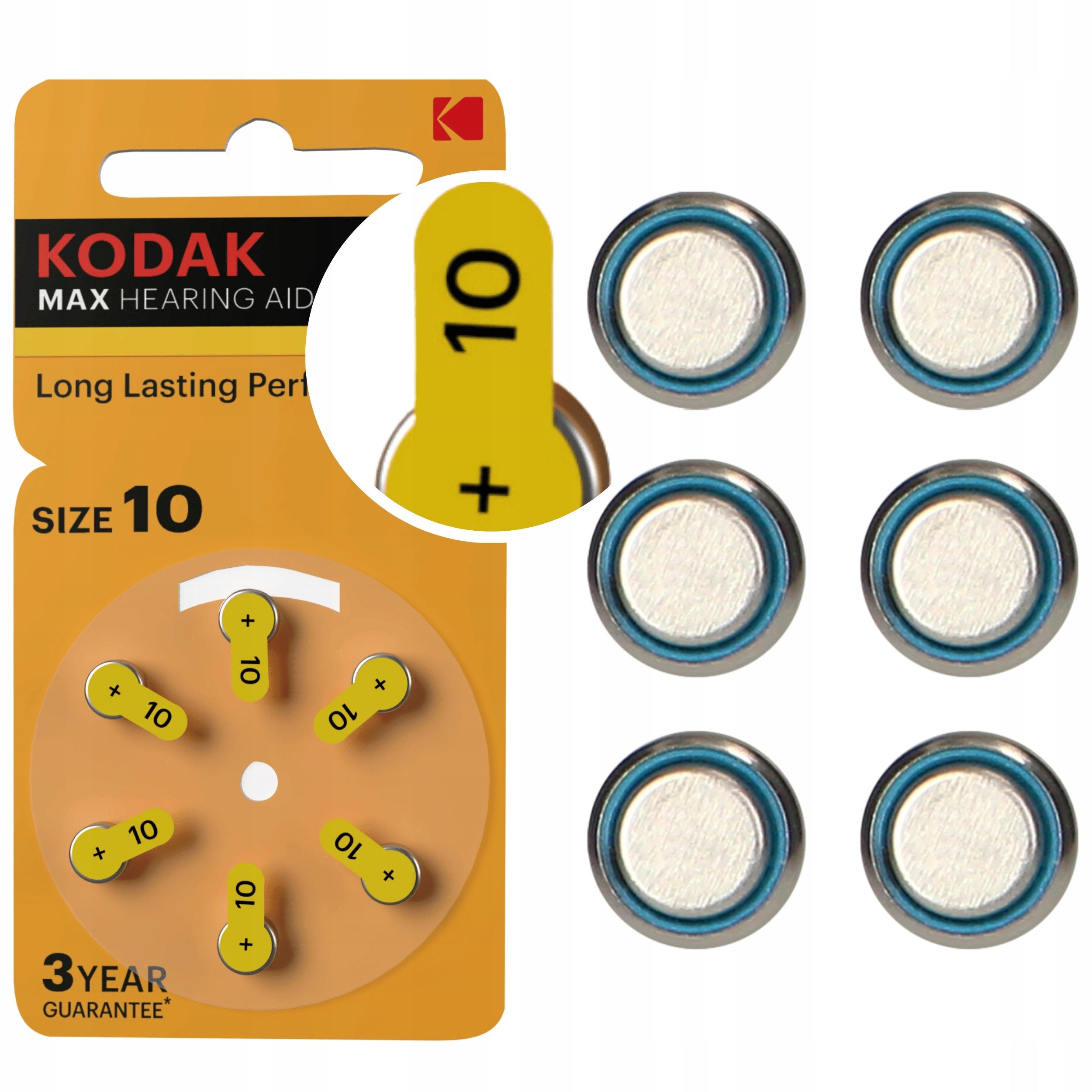 6x HEARING AID BATTERIES KODAK 10 PR70 FOR HEARING AIDS - 6 PIECES