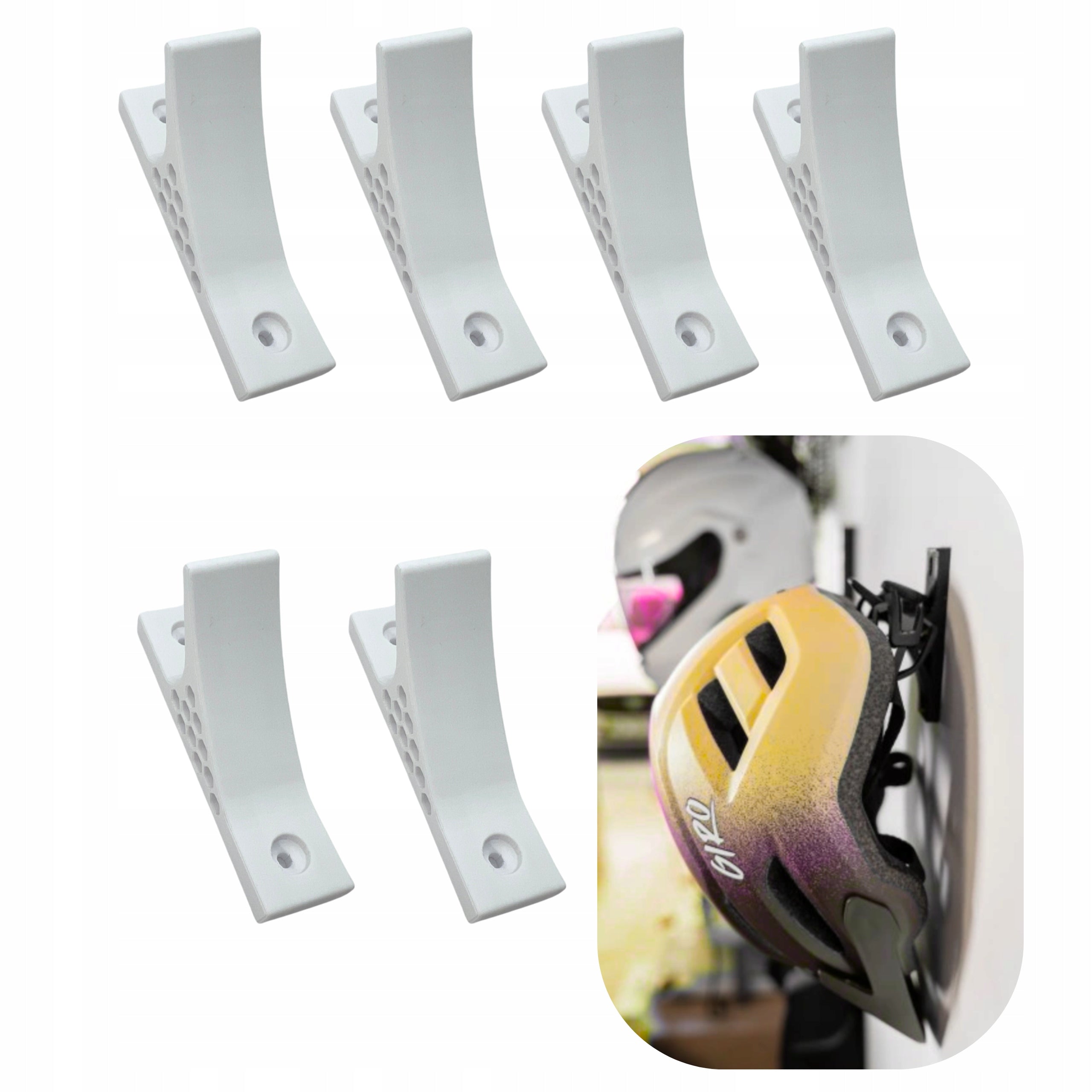 6x Hanger Bicycle Helmet Holder Moto White Super Strong Wall Hook Brand no brand