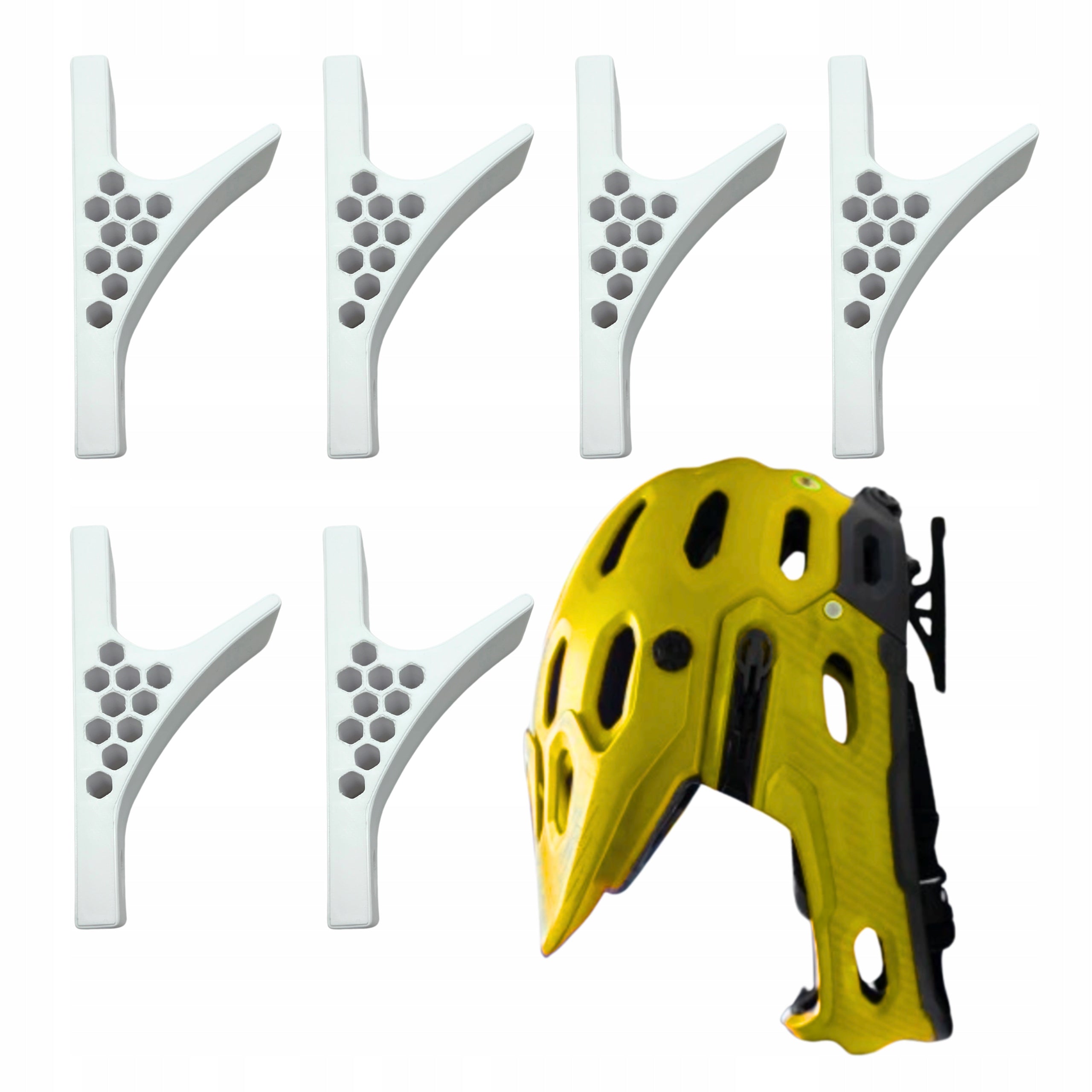 6x Hanger Bicycle Helmet Holder Moto White Super Strong Wall Hook