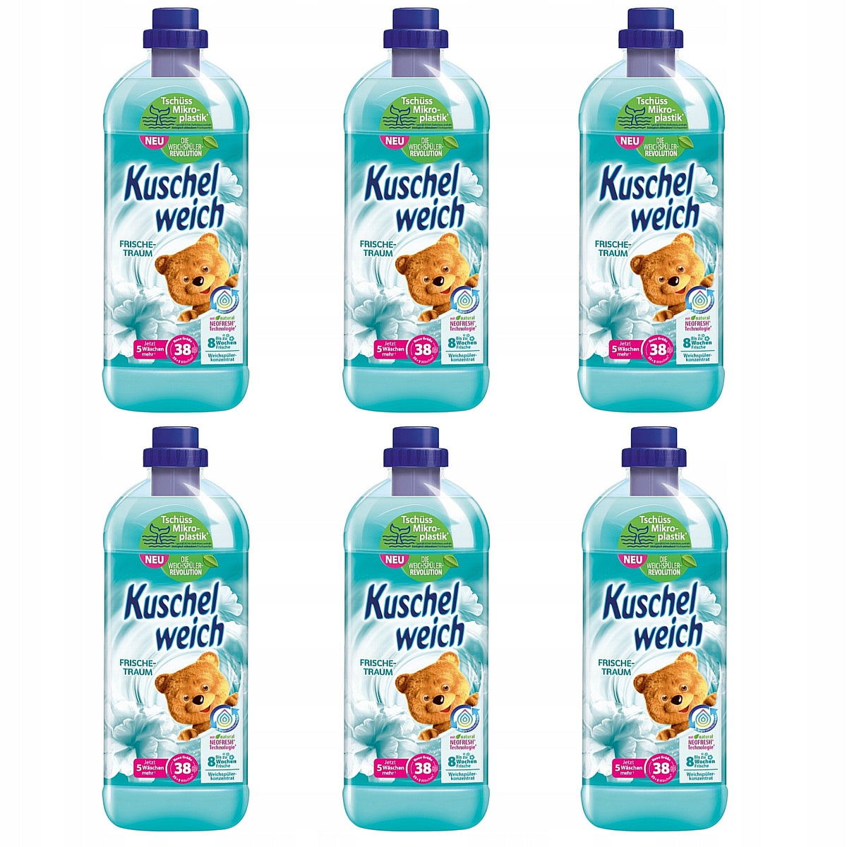 6x KUSCHELWEICH Frischetraum softener 38 washes 1 l