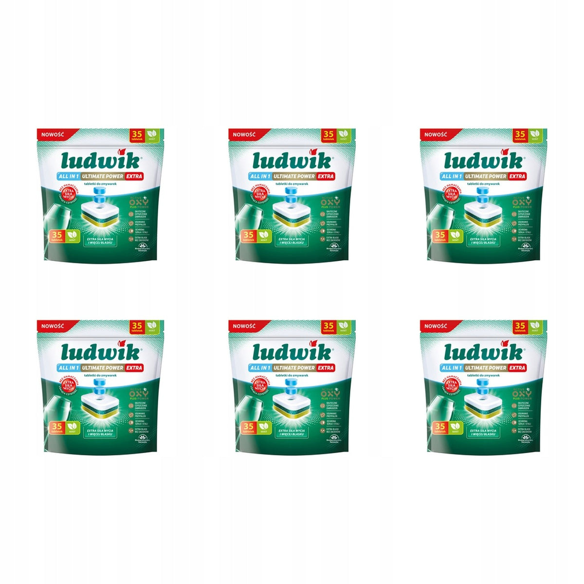 6x Ludwik all in 1 dishwasher tablets Ultimate Power extra 35 pcs mint