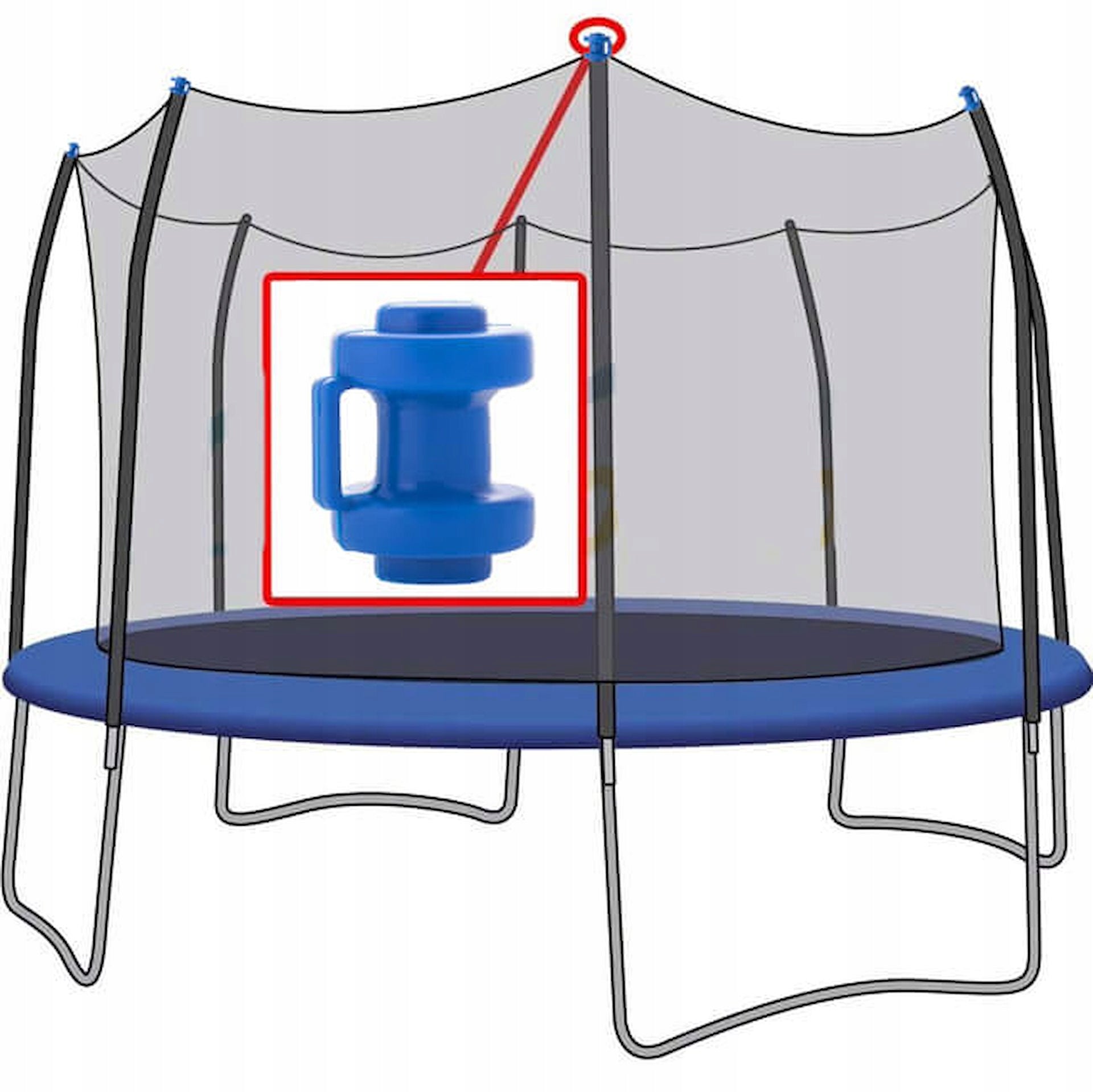 6x MUSHROOM TRAMPOLINE ATTACHMENTS TO POST INNER MESH CAP Manufacturer code 6x TPC-01 BLUE