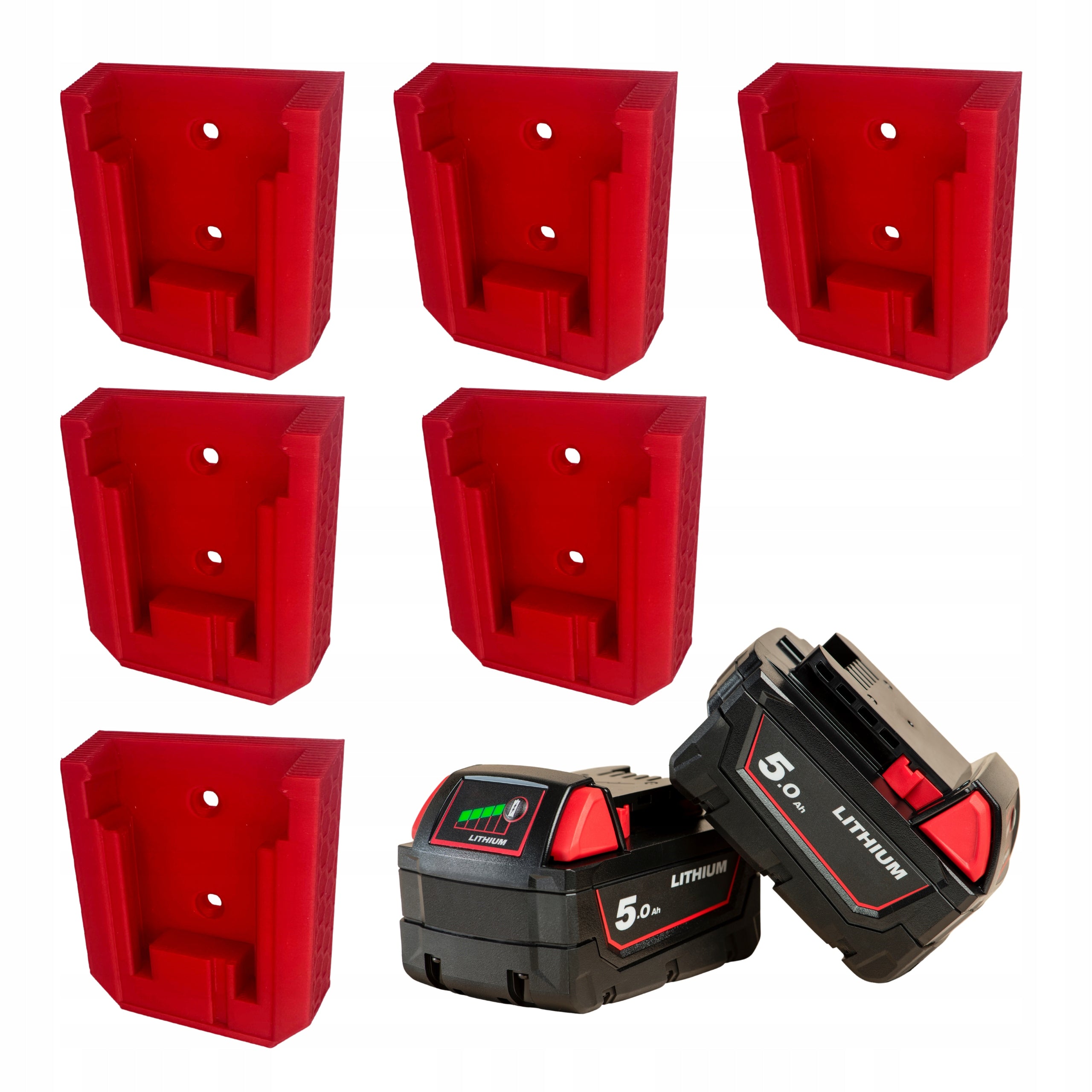 6x Milwaukee M18 Click Battery Holder Wall Hanger Kit