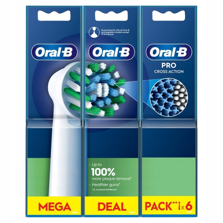 6x ORAL-B EB50RX Cross Action PRO White Toothbrush Tip