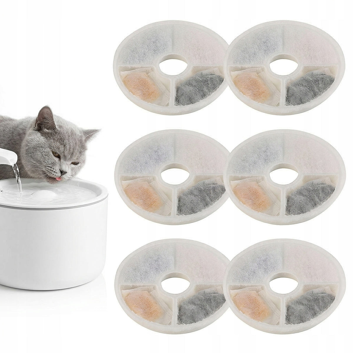 6x PET FOUNTAIN DRINKER FILTERS FOR FOUNTAINS DRINKER FILTRATION