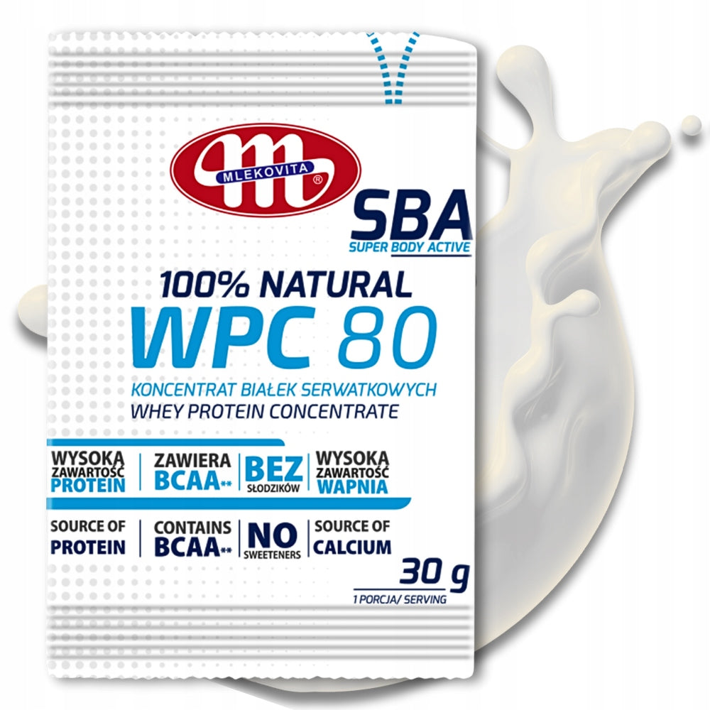 6x PROTEIN SUPPLEMENT Mlekovita SBA WPC 80 one serving 30g NATURAL EAN (GTIN) 5900512983813