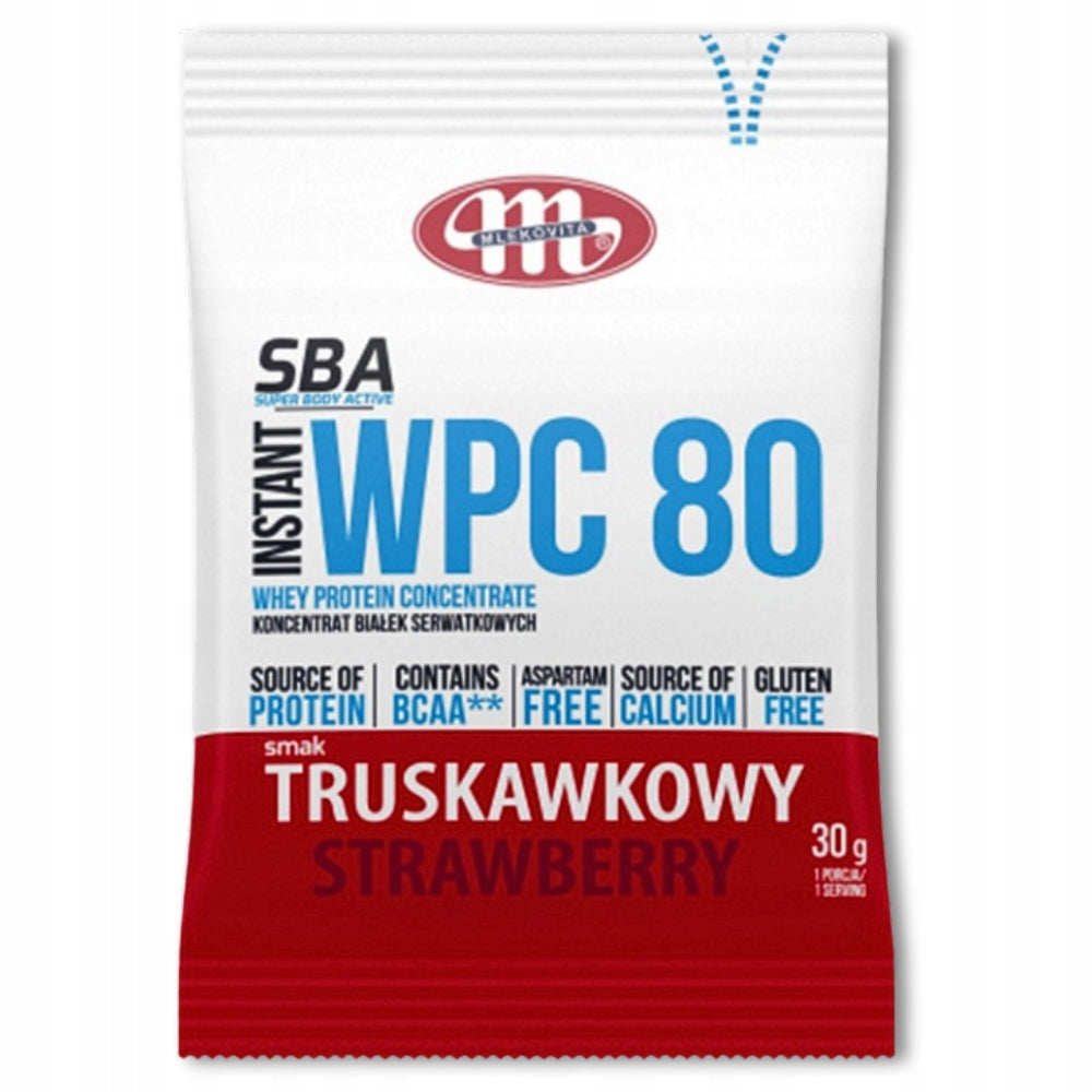 6x PROTEIN SUPPLEMENT Mlekovita SBA WPC 80 one serving 30g STRAWBERRY Manufacturer code 5900512984650