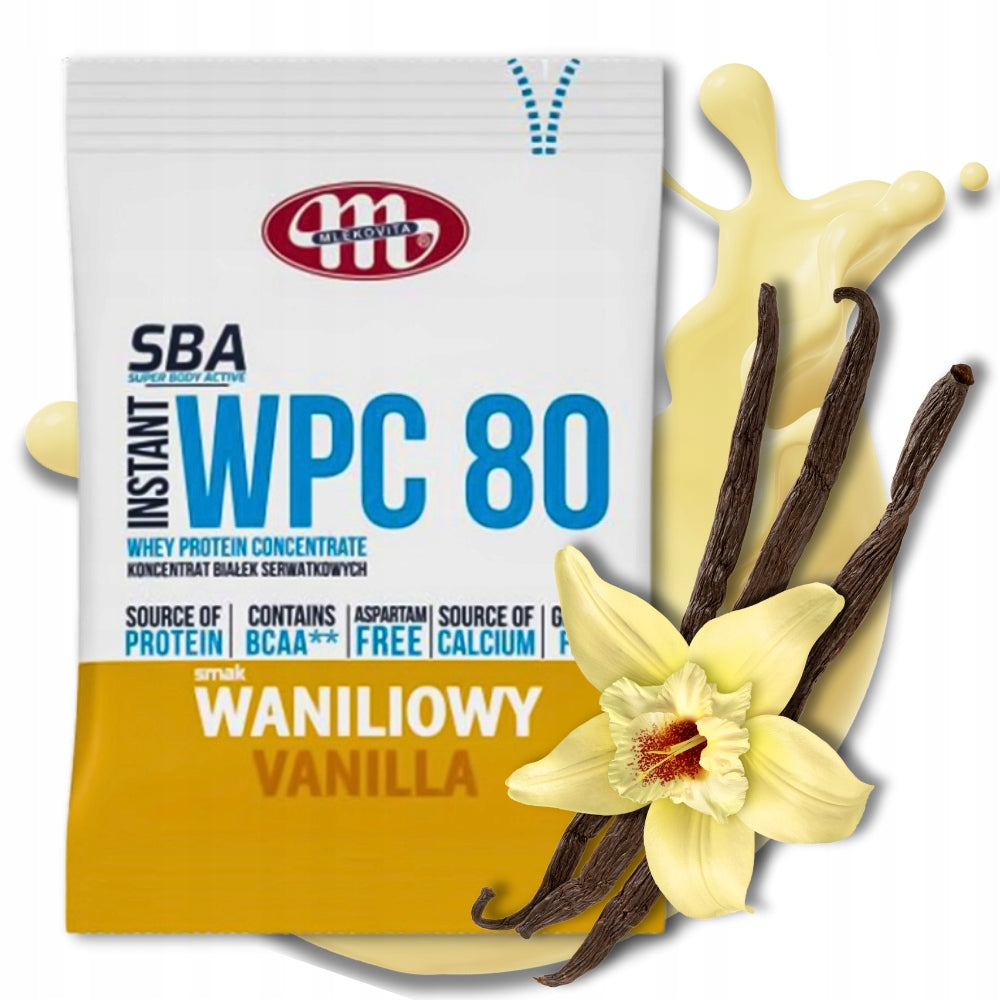 6x PROTEIN SUPPLEMENT Mlekovita SBA WPC80 one serving 30g VANILLA Expiration date at least 3 months from the date of purchase