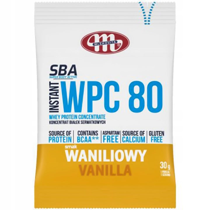 6x PROTEIN SUPPLEMENT Mlekovita SBA WPC80 one serving 30g VANILLA Manufacturer code 5900512984643