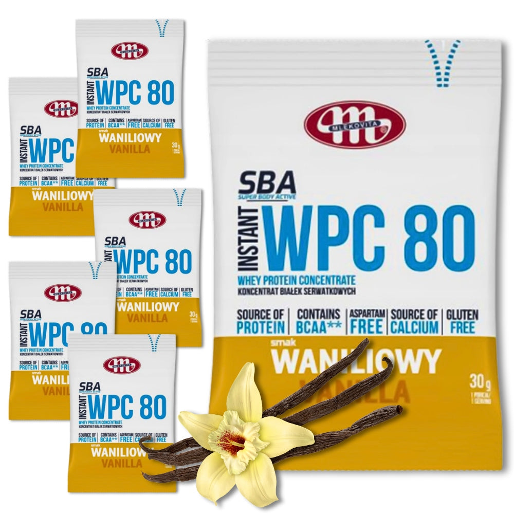6x PROTEIN SUPPLEMENT Mlekovita SBA WPC80 one serving 30g VANILLA