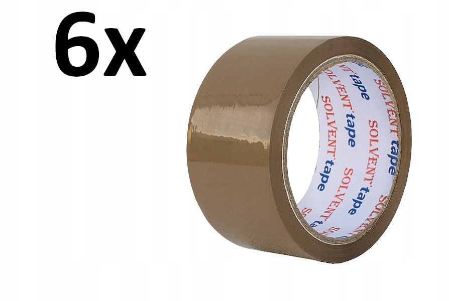 6x Packing tape 48/60y - BROWN - PP - SOLVENT ADHESIVE - great quality!