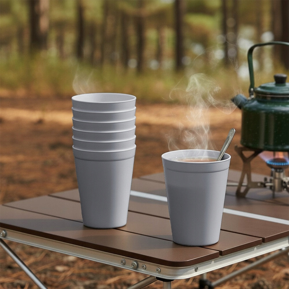 6x Plastic Reusable Travel Picnic Cups for Beverages 300 ml Packaging status original